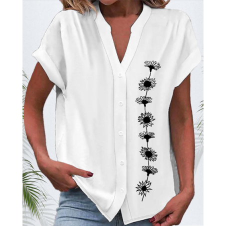 Women's Short Sleeve Shirt Summer Floral Printing V Neck Daily Going Out Casual Top