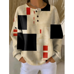 Women Abstract Crew Neck Printing Casual Spring/Fall Long Sleeve Sweatshirt