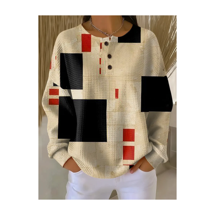 Women Abstract Crew Neck Printing Casual Spring/Fall Long Sleeve Sweatshirt