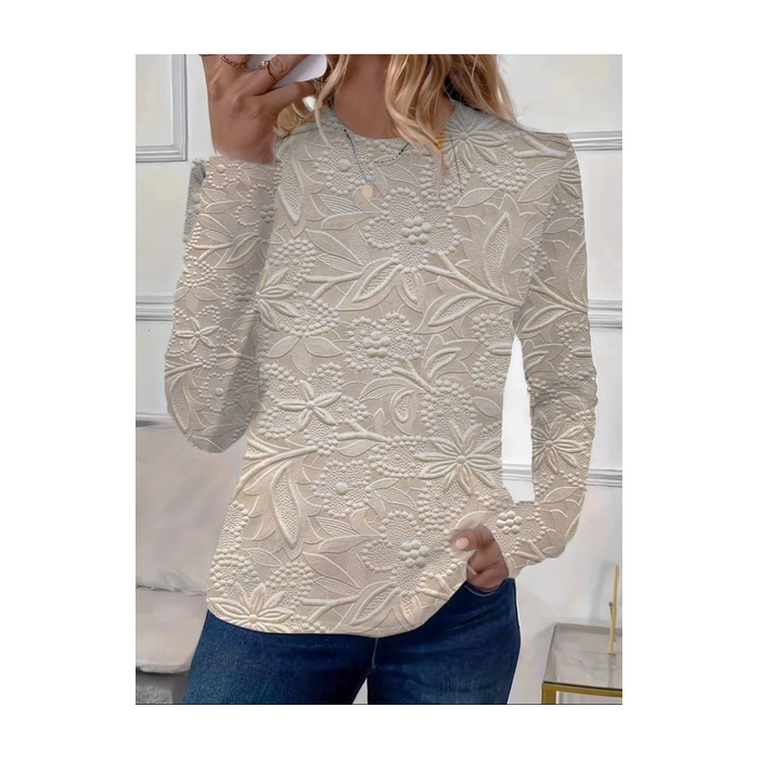 Women's Long Sleeve Tee T-shirt Spring/Fall Floral Printing Crew Neck Casual Top