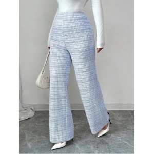 Women Plaid Long Elastic Waist Pants Casual Spring/Fall Trousers