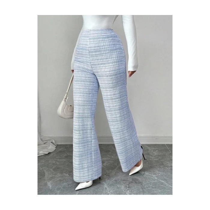 Women Plaid Long Elastic Waist Pants Casual Spring/Fall Trousers