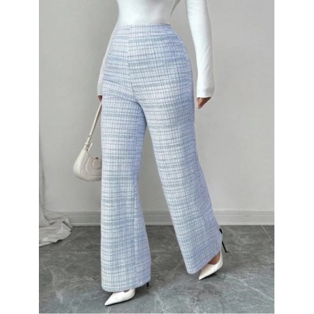 Women Plaid Long Elastic Waist Pants Casual Spring/Fall Trousers