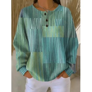 Women Abstract Crew Neck Printing Casual Spring/Fall Long Sleeve Sweatshirt