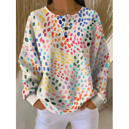 Women Abstract Crew Neck Printing Casual Spring/Fall Long Sleeve Sweatshirt