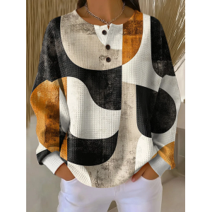 Women Abstract Crew Neck Printing Casual Spring/Fall Long Sleeve Sweatshirt