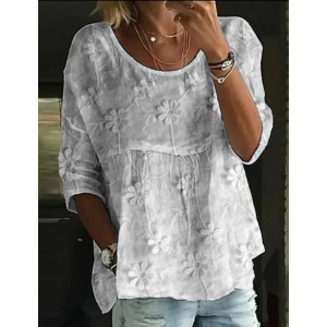 Women Floral Half Sleeve Shirt Summer Printing Crew Neck Daily Casual Top