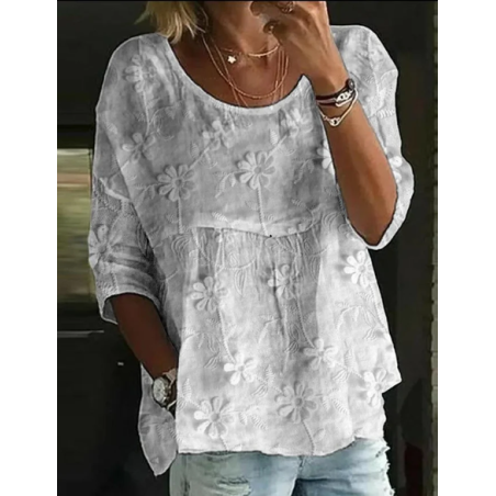 Women Floral Half Sleeve Shirt Summer Printing Crew Neck Daily Casual Top