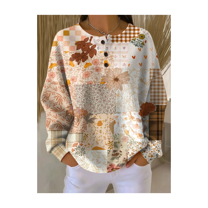 Women Floral Crew Neck Printing Casual Spring/Fall Long Sleeve Sweatshirt