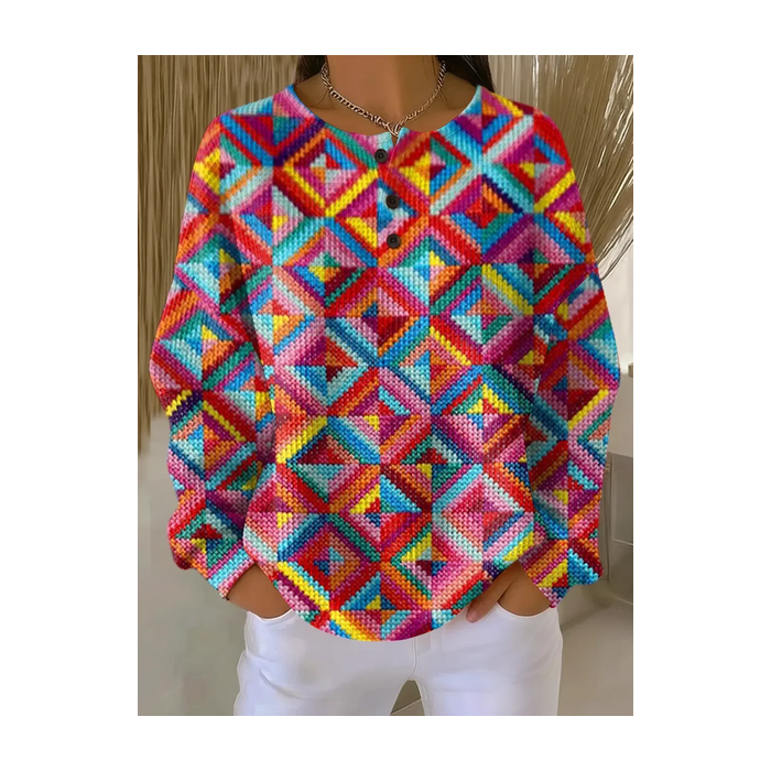 Women Abstract Crew Neck Printing Casual Spring/Fall Long Sleeve Sweatshirt