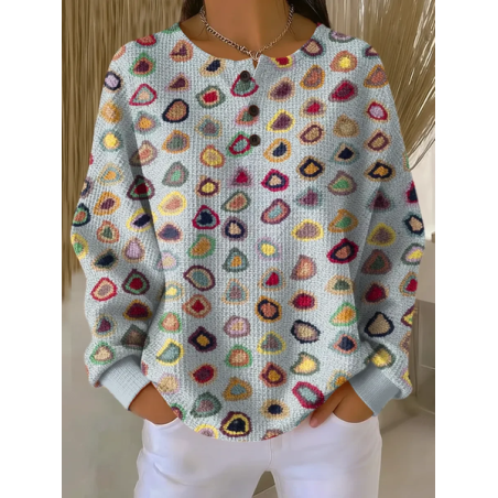 Women Abstract Crew Neck Printing Casual Spring/Fall Long Sleeve Sweatshirt