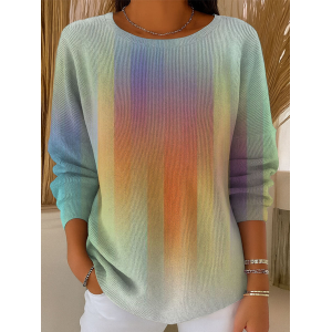 Women Abstract Printing Casual Long Sleeve Crew Neck Spring/Fall Sweater