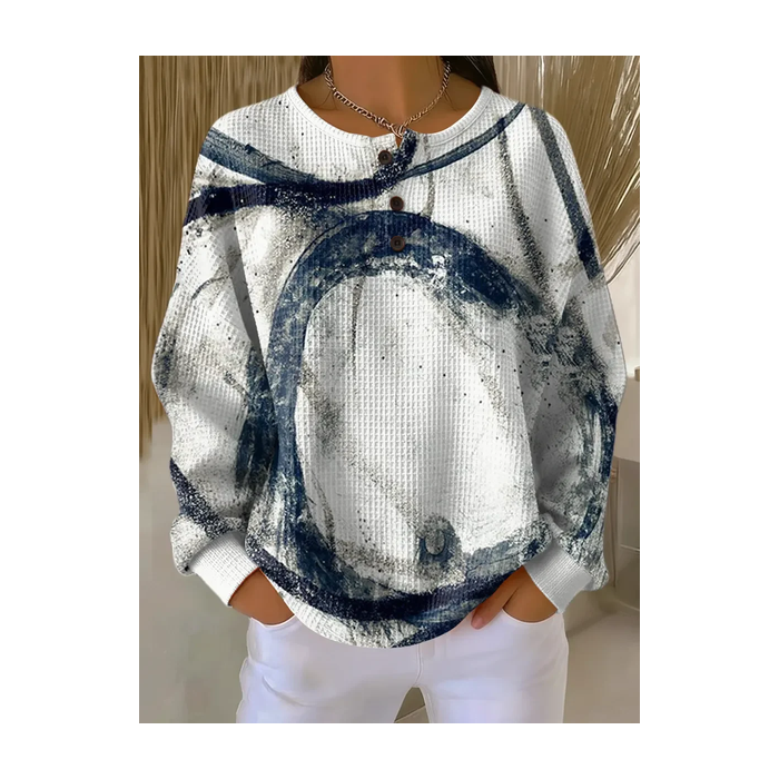 Women Abstract Crew Neck Printing Casual Spring/Fall Long Sleeve Sweatshirt