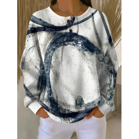 Women Abstract Crew Neck Printing Casual Spring/Fall Long Sleeve Sweatshirt