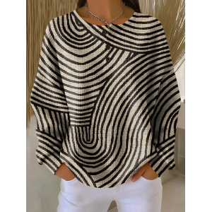 Women Abstract Crew Neck Printing Casual Spring/Fall Long Sleeve Sweatshirt