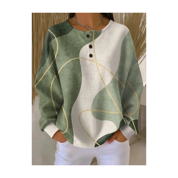 Women Abstract Crew Neck Printing Casual Spring/Fall Long Sleeve Sweatshirt