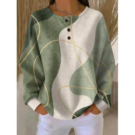 Women Abstract Crew Neck Printing Casual Spring/Fall Long Sleeve Sweatshirt
