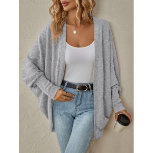 Vintage Wrap Solid Color Mid-length Knitted Cardigan