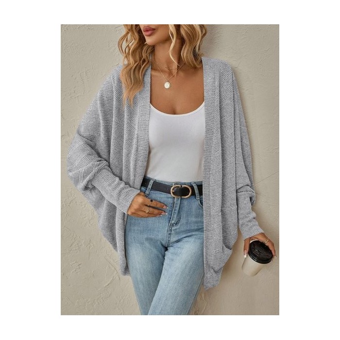 Vintage Wrap Solid Color Mid-length Knitted Cardigan