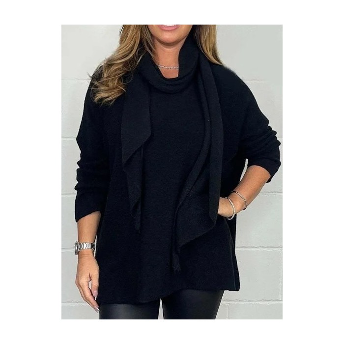 Women Plain Long Sleeve Tee T-shirt Mock Neck Split Joint Vintage Spring/Fall Top