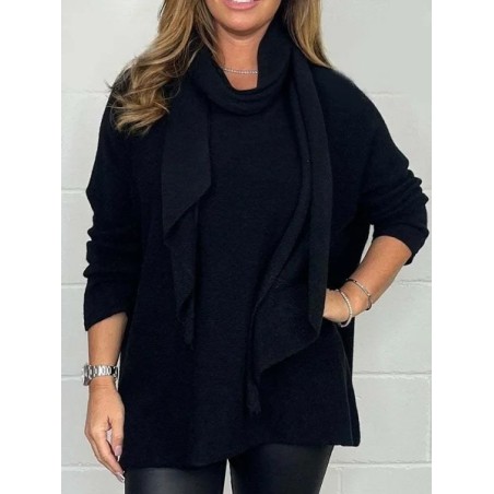 Women Plain Long Sleeve Tee T-shirt Mock Neck Split Joint Vintage Spring/Fall Top