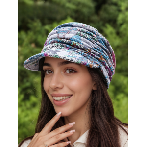 Plush New Ethnic Style Floral Hat Women's Korean Style Soft Brim Cap Spring Autumn Winter Cloth Hat Baseball Cap