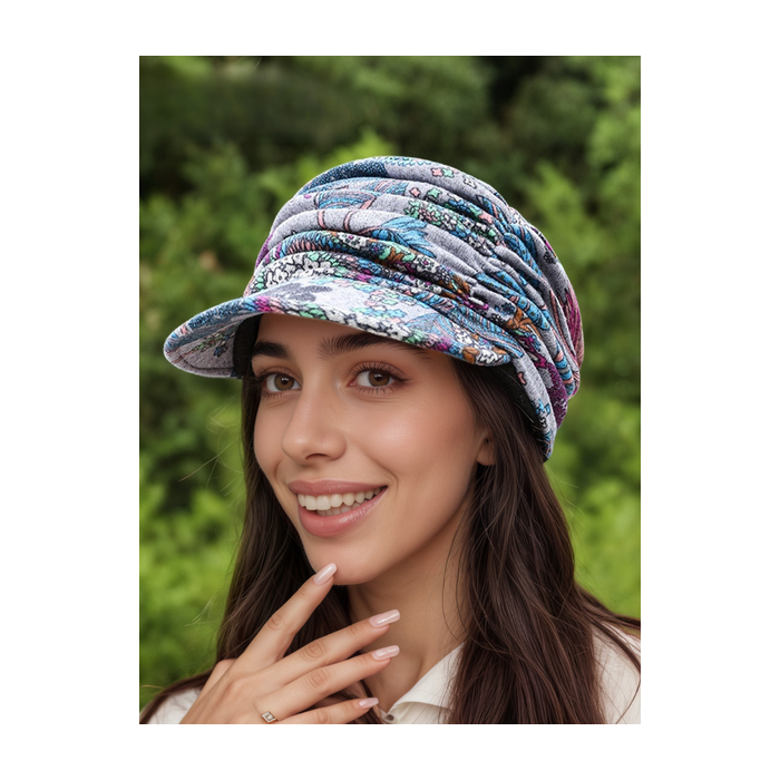 Plush New Ethnic Style Floral Hat Women's Korean Style Soft Brim Cap Spring Autumn Winter Cloth Hat Baseball Cap