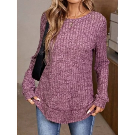 Plain Crew Neck Jersey Casual Knit Top