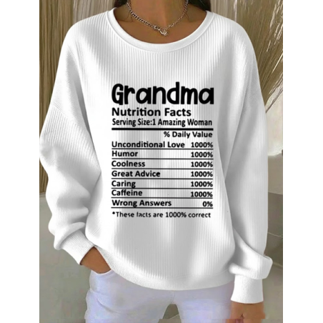 Women Text Letters Crew Neck Printing Casual Spring/Fall Long Sleeve Sweatshirt