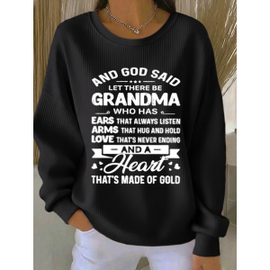 Women Text Letters Crew Neck Printing Casual Spring/Fall Long Sleeve Sweatshirt