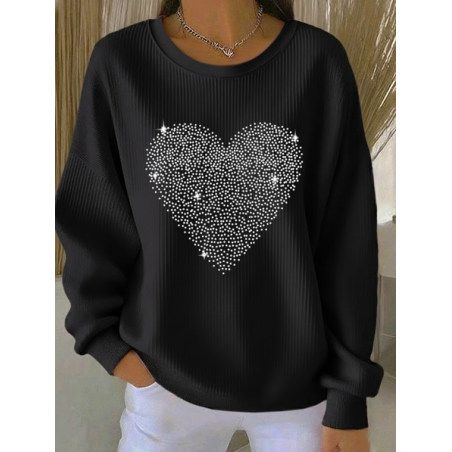 Women Heart/Cordate Crew Neck Printing Casual Spring/Fall Long Sleeve Sweatshirt