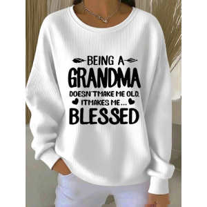 Women Text Letters Crew Neck Printing Casual Spring/Fall Long Sleeve Sweatshirt