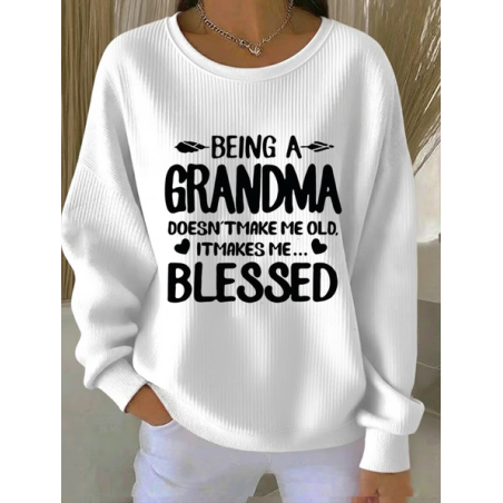 Women Text Letters Crew Neck Printing Casual Spring/Fall Long Sleeve Sweatshirt