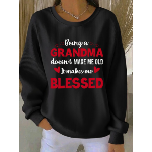 Women Text Letters Crew Neck Printing Casual Spring/Fall Long Sleeve Sweatshirt