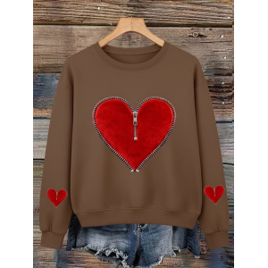 Women Heart/Cordate Crew Neck Printing Casual Spring/Fall Long Sleeve Sweatshirt