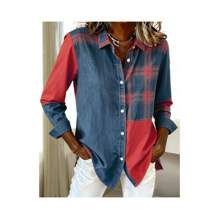 Women Abstract Shirt Collar Long Sleeve Shirt Buckle Regular Sleeve Casual Daily Spring/Fall Top