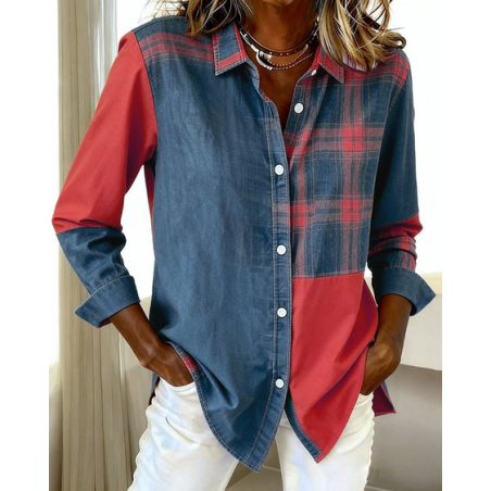 Women Abstract Shirt Collar Long Sleeve Shirt Buckle Regular Sleeve Casual Daily Spring/Fall Top