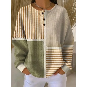 Women Abstract Crew Neck Printing Casual Spring/Fall Long Sleeve Sweatshirt