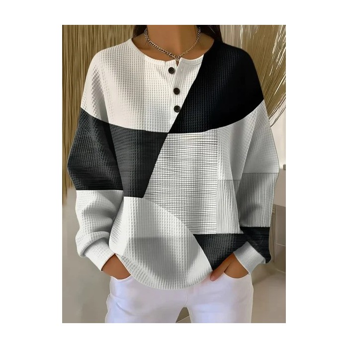Women Abstract Crew Neck Printing Casual Spring/Fall Long Sleeve Sweatshirt