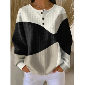 Women Abstract Crew Neck Printing Casual Spring/Fall Long Sleeve Sweatshirt