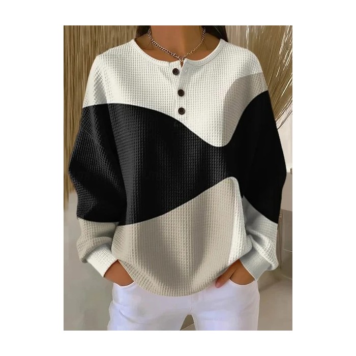 Women Abstract Crew Neck Printing Casual Spring/Fall Long Sleeve Sweatshirt