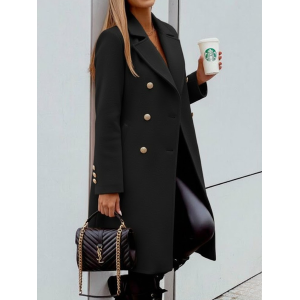 Women's Plain Winter Outerwear Casual Split Joint Mid-long Shawl Collar Overcoat