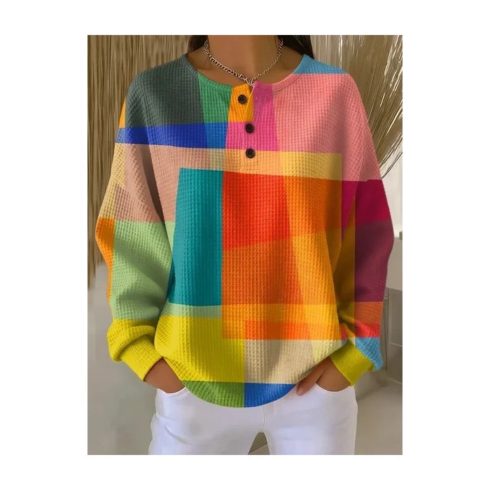 Women Abstract Crew Neck Printing Casual Spring/Fall Long Sleeve Sweatshirt