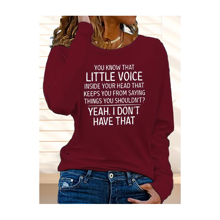 Women Text Letters Long Sleeve Tee T-shirt Crew Neck Printing Casual Graphic Tee Spring/Fall Top