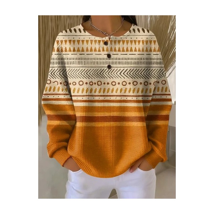 Women Abstract Crew Neck Printing Casual Spring/Fall Long Sleeve Sweatshirt