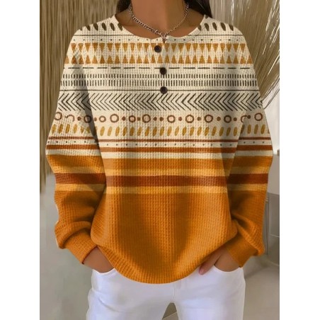 Women Abstract Crew Neck Printing Casual Spring/Fall Long Sleeve Sweatshirt