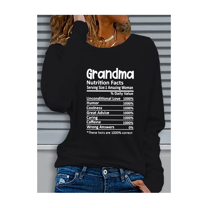 Women Text Letters Long Sleeve Tee T-shirt Crew Neck Printing Casual Graphic Tee Spring/Fall Top