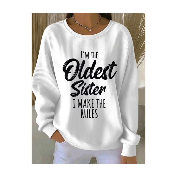 Women Text Letters Crew Neck Printing Casual Spring/Fall Long Sleeve Sweatshirt
