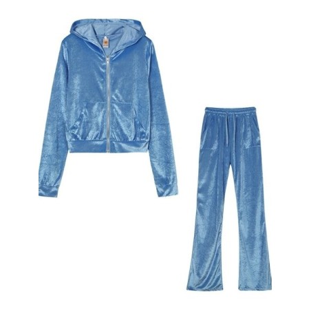 Women Plain Split Joint Two-Piece Set Daily Long Sleeve Casual Spring/Fall Top With Pants Matching Set