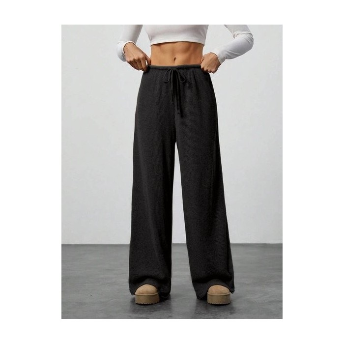 Women's  Elastic Waist H-Line Wide Leg Pants Daily Going Out Pants Khaki Casual Split Joint Plain Spring/Fall Pants